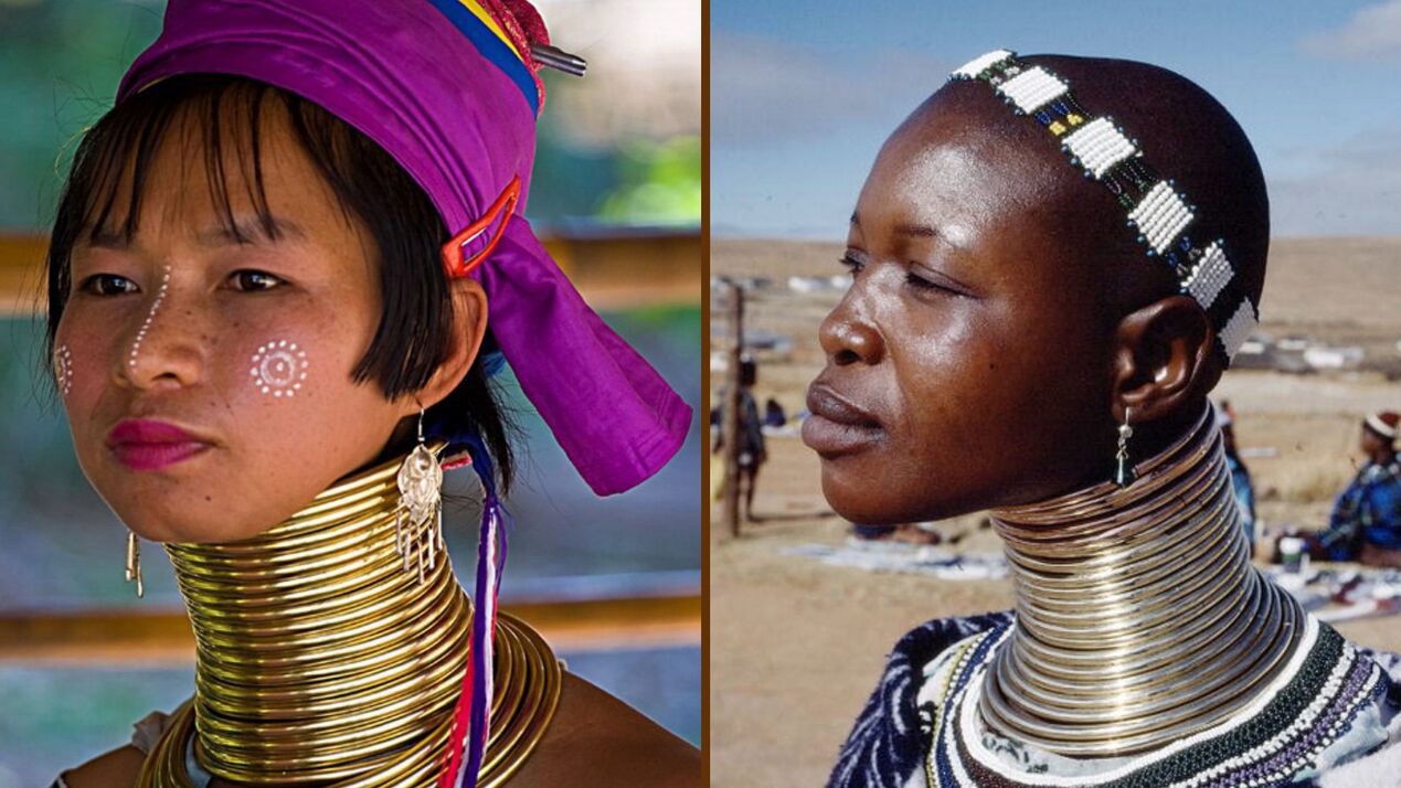 predĺženie krku u žien afrického kmeňa